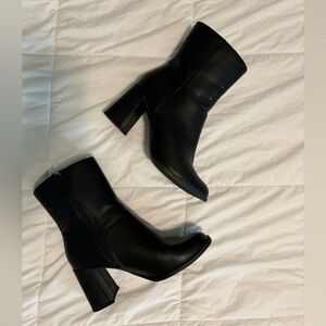black leather boots